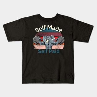 Self Made Self Paid Elephant Kids T-Shirt